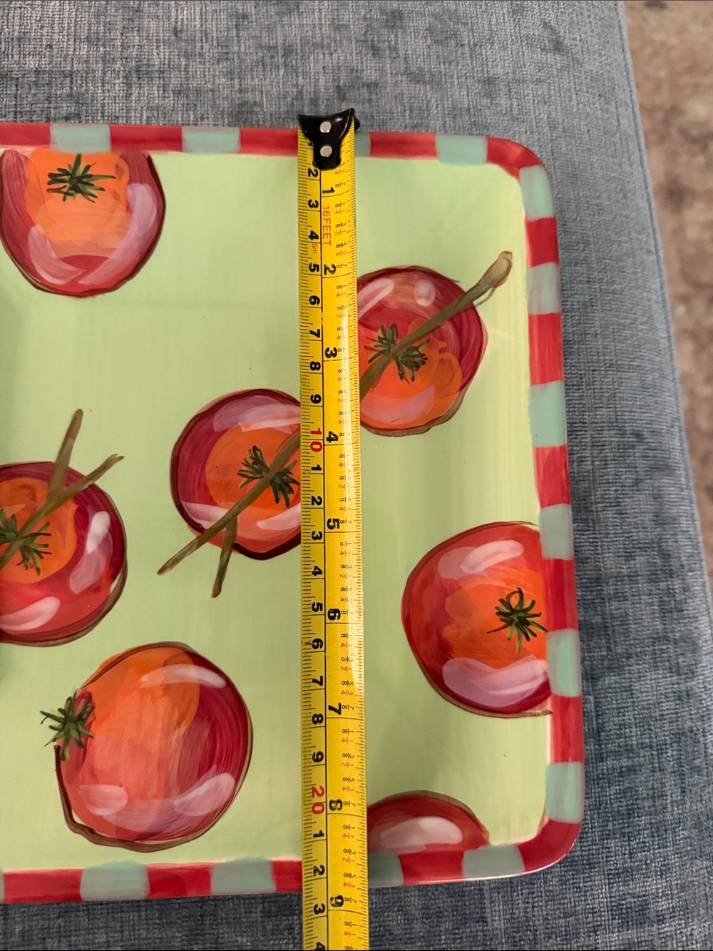 Certified International Droll Too Gaspacho Tomato Serving Tray 9” Square - Picture 7 of 7